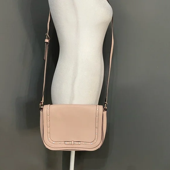 KATE SPADE Crystal Studded Bows Light Pink Leather Small Crossbody Bag Feminine - Picture 1 of 17